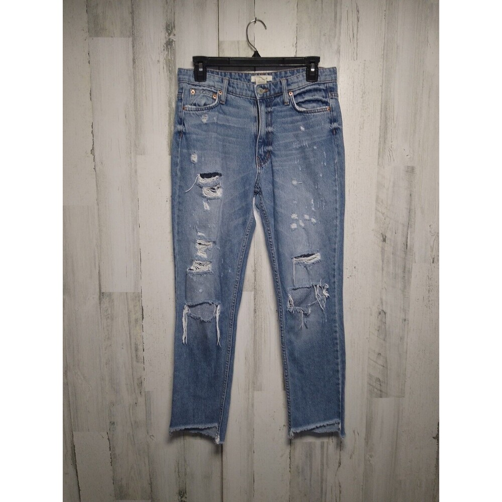 Comune Laguna Boyfriend Fit Jeans Women's 25 Blue Indre Mid Rise Distressed